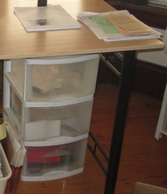 clear container drawers under desk