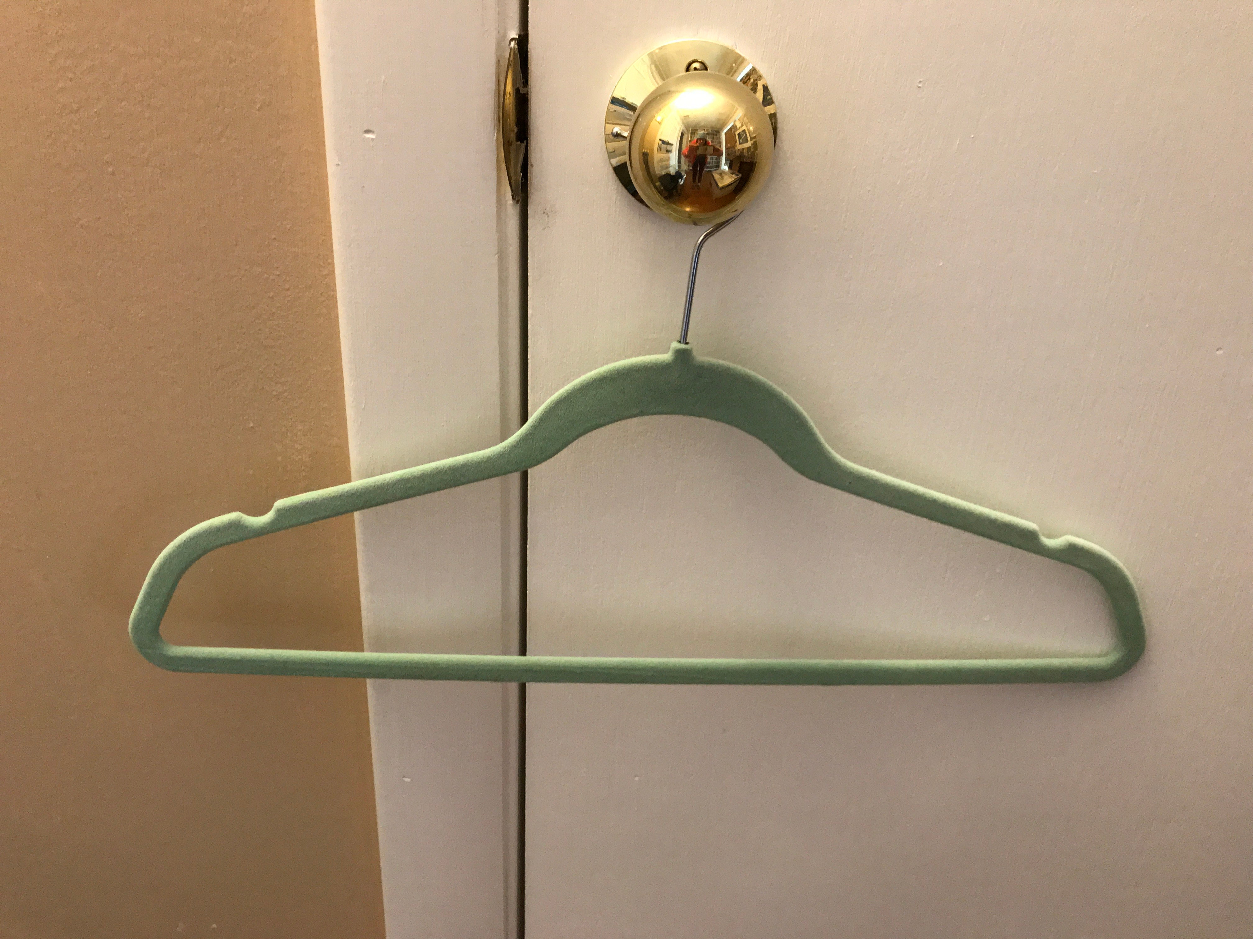 Clean out your clothes closets; velvet hanger keeps clothes from slipping off