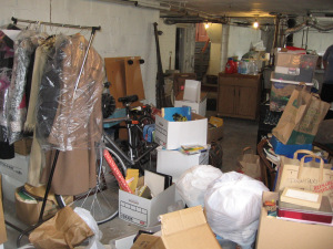 cluttered basement
